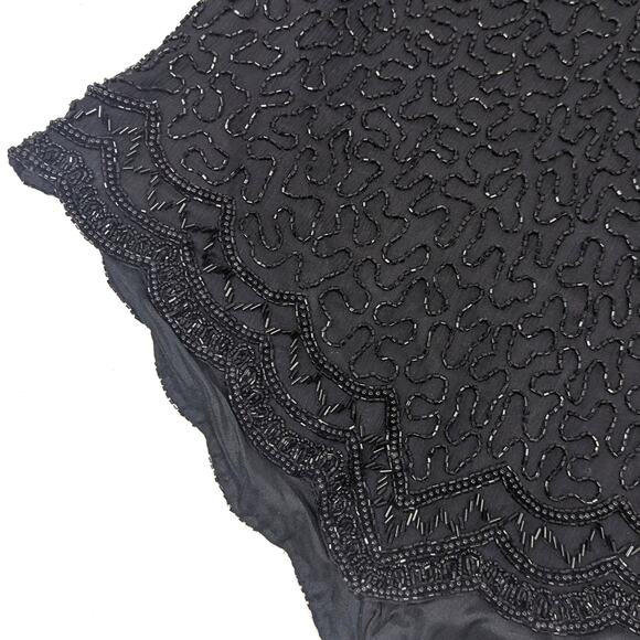 Vintage Cote d' Azur Top Women's Size Medium Black Beaded Silk Evening - Picture 3 of 6